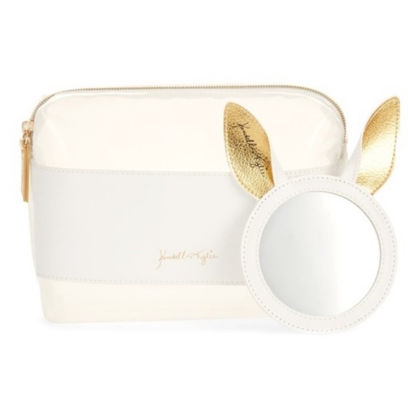 Kendall Kylie mirror ears white gold new leather soft bunny cosmetic makeup - Picture 2 of 8